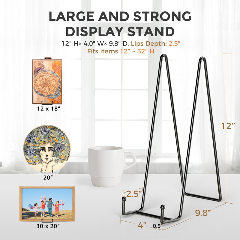 TRLife TR-LIFE 4 Pack 12 Inch Large Plate Stands/holder for Display - Metal Picture Frame Holder Stand + Easels for Platter  Book  Plaque  Photo  Table top Art - Image 3